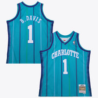 Charlotte Hornets Mitchell & Ness Baron Davis 1999 Swingman Road Authentic Jersey - Teal