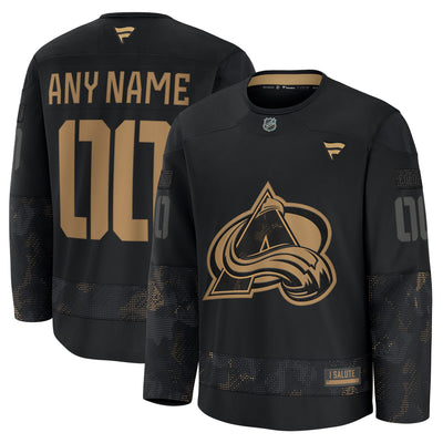 Colorado Avalanche Fanatics Black 2024 Military Appreciation Custom Practice Jersey