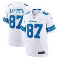 Detroit Lions Sam LaPorta Nike White White Game Jersey