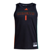 #1 Miami Hurricanes adidas Swingman Jersey - Black