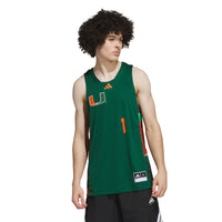 #1 Miami Hurricanes adidas Black History Month Basketball Jersey - Green/Orange