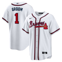 Atlanta Braves Nike White #1 Groom Home Replica Jersey