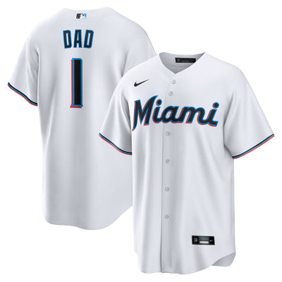 Miami Marlins Nike White #1 Dad Home Replica Jersey