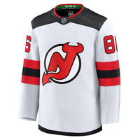New Jersey Devils Jack Hughes Fanatics White Away Premium Jersey