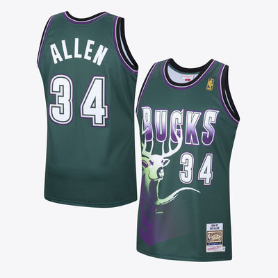 Milwaukee Bucks Ray Allen 1996 Hardwood Classics Alternate Swingman Jersey By Mitchell & Ness - Dark Green -