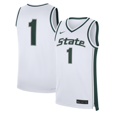 Nike White Michigan State Spartans #1 Alternate Replica Basketball Jersey