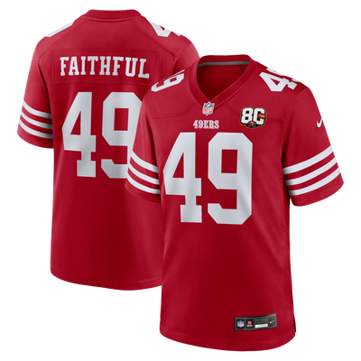 San Francisco 49ers The Faithful Nike Scarlet 80th Anniversary Game Jersey