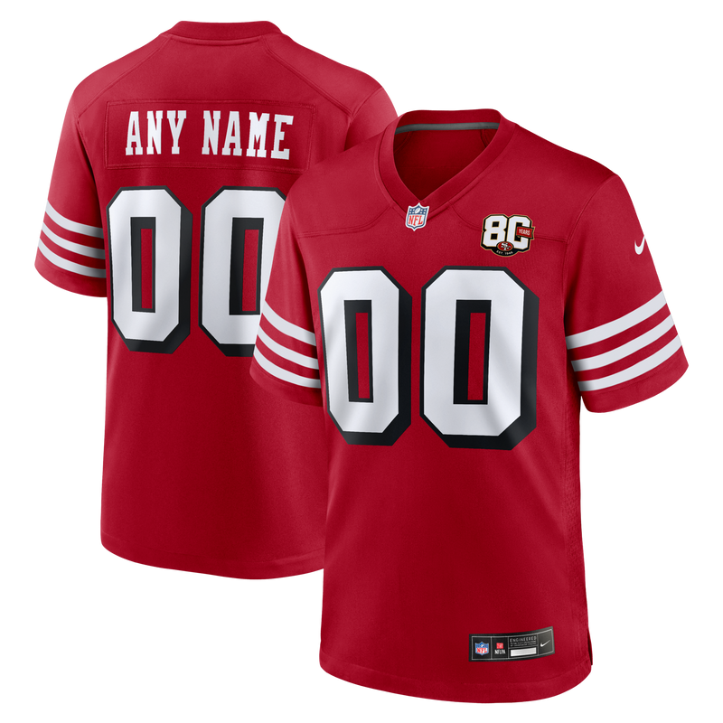 San Francisco 49ers Nike Scarlet 80th Anniversary Alternate Custom Game Jersey