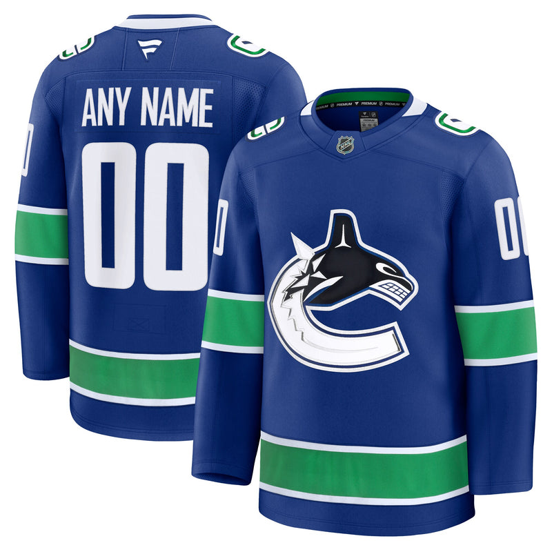 Vancouver Canucks Fanatics Blue Home Premium Custom Jersey