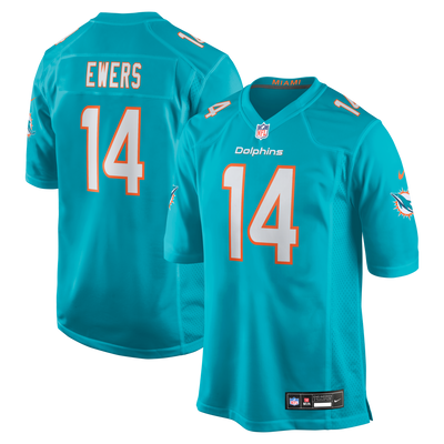 Miami Dolphins Quinn Ewers Nike Aqua Team Game Jersey
