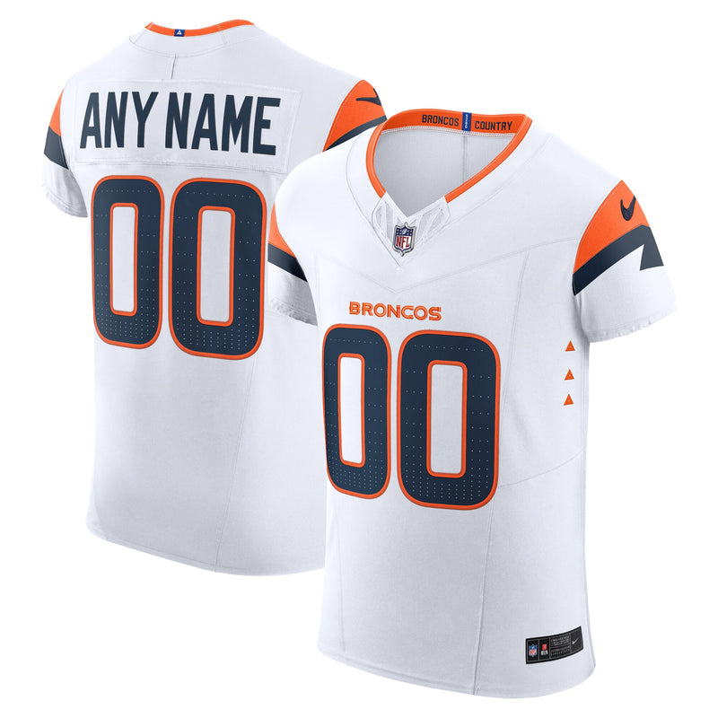 Denver Broncos Nike White Vapor F.U.S.E. Elite Custom Jersey