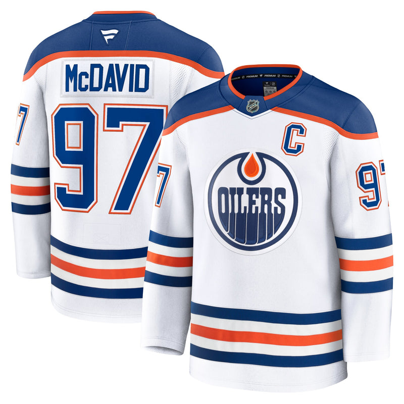 Edmonton Oilers Connor McDavid Fanatics White Away Premium Jersey