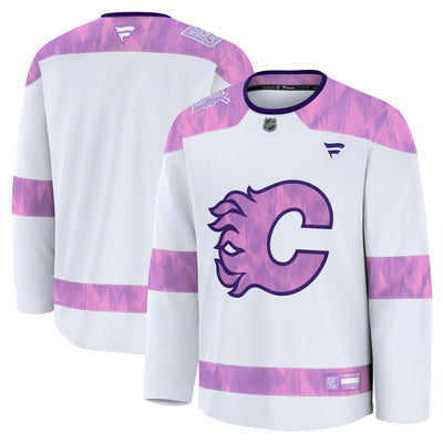 Calgary Flames Fanatics White 2024 Hockey Fights Cancer Practice Jersey