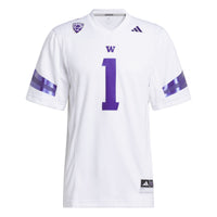 #1 Washington Huskies adidas Premier Football Jersey - White