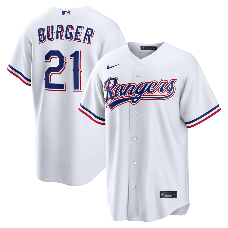 Texas Rangers Jake Burger Nike White Home Replica Jersey
