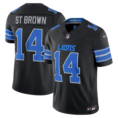 Detroit Lions Amon-Ra St. Brown Nike Black Alternate Vapor F.U.S.E. Stitched Limited Jersey