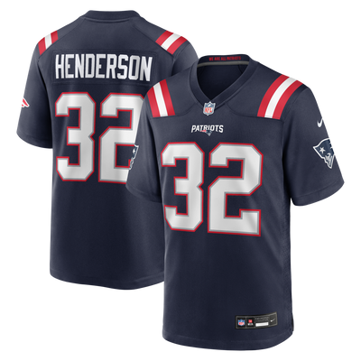 New England Patriots TreVeyon Henderson Nike Navy 2025 NFL Draft Game Jersey