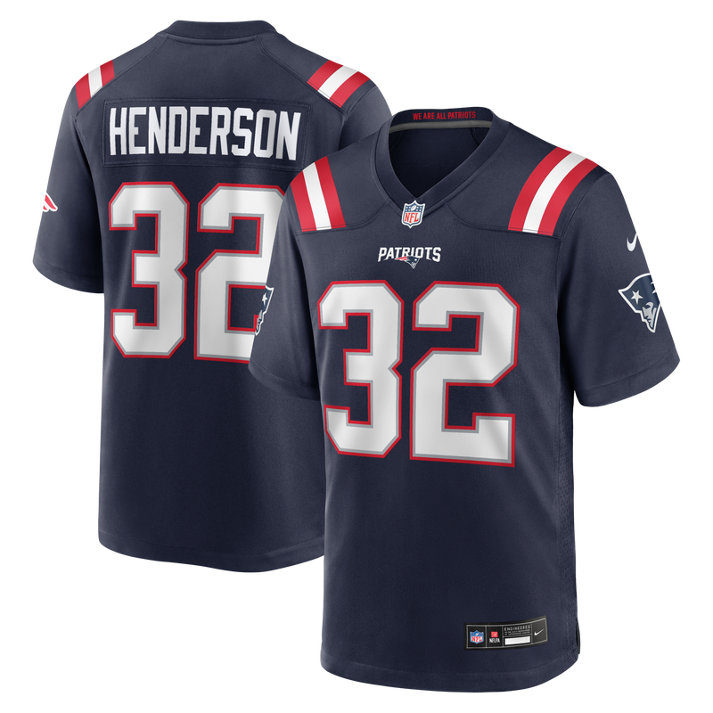 New England Patriots TreVeyon Henderson Nike Navy 2025 NFL Draft Game Jersey