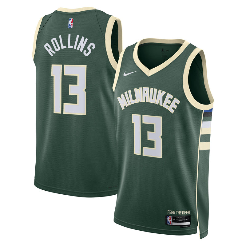 Milwaukee Bucks Nike Icon Edition Swingman Jersey - Hunter Green - Ryan Rollins -
