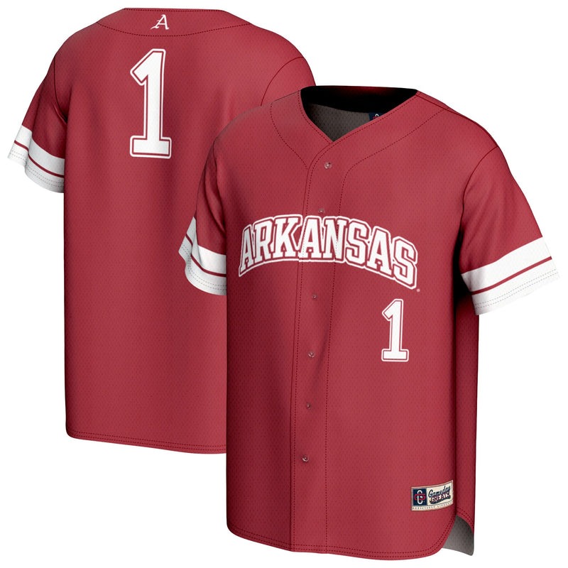 #1 Arkansas Razorbacks GameDay Greats Lightweight Collegiate Baseball Fashion Jersey - Cardinal