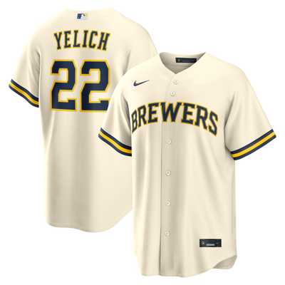 Milwaukee Brewers Christian Yelich Nike Cream Home Replica Jersey