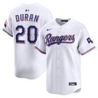 Texas Rangers Ezequiel Duran Nike White Home Limited Player Jersey