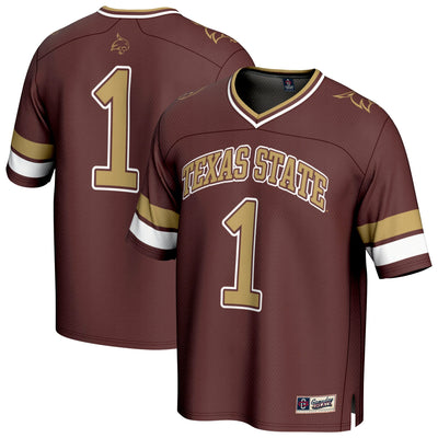 #1 Texas State Bobcats GameDay Greats Lightweight Collegiate Football Fashion Jersey - Maroon