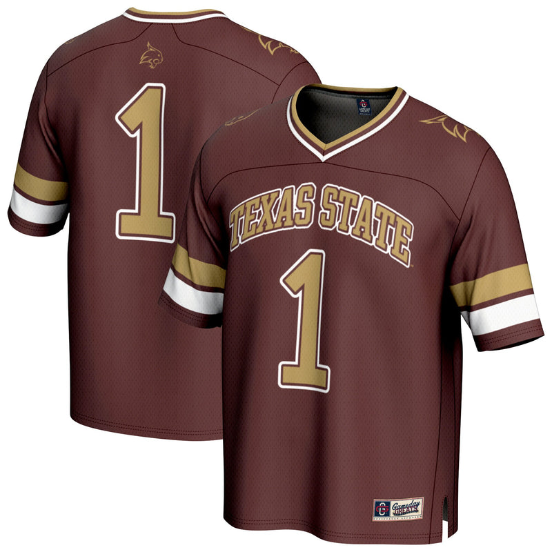 #1 Texas State Bobcats GameDay Greats Lightweight Collegiate Football Fashion Jersey - Maroon