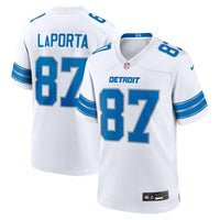 Detroit Lions Sam LaPorta Nike White White Game Jersey