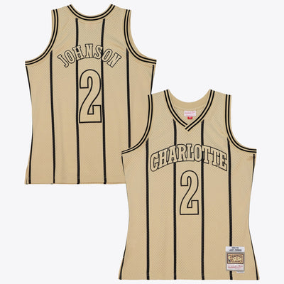Charlotte Hornets Mitchell & Ness Larry Johnson 1992 Swingman Jersey - Khaki