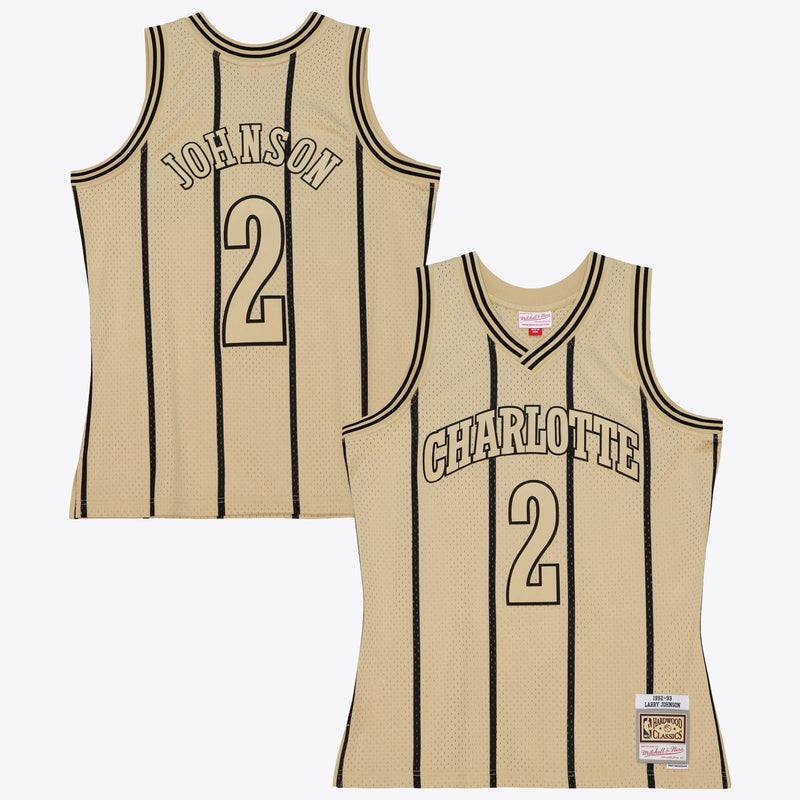 Charlotte Hornets Mitchell & Ness Larry Johnson 1992 Swingman Jersey - Khaki