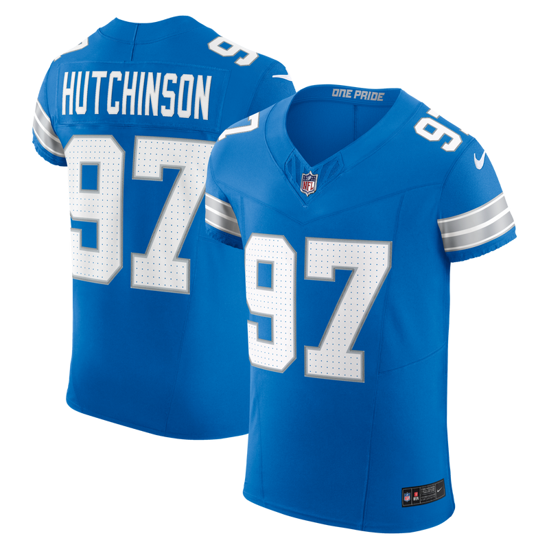 Detroit Lions Aidan Hutchinson Nike Blue Team Vapor F.U.S.E. Elite Jersey
