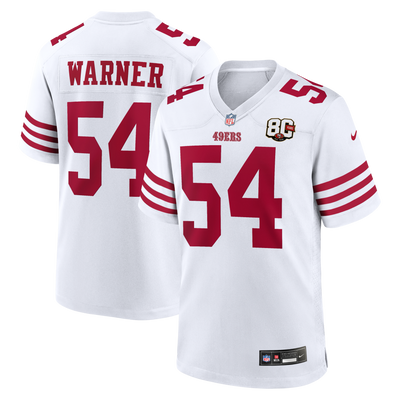San Francisco 49ers Fred Warner Nike White 80th Anniversary Game Jersey