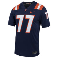 #77 Illinois Fighting Illini Nike Untouchable Football Jersey – Navy