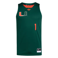 #1 Miami Hurricanes adidas Black History Month Basketball Jersey - Green/Orange