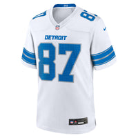 Detroit Lions Sam LaPorta Nike White White Game Jersey