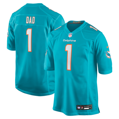 Miami Dolphins Number 1 Dad Nike Aqua Game Jersey
