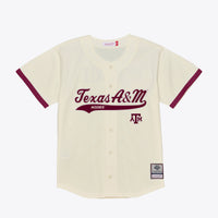 Texas A&M Aggies Mitchell & Ness Mesh Button-Up Batting Practice Baseball Jersey - Cream