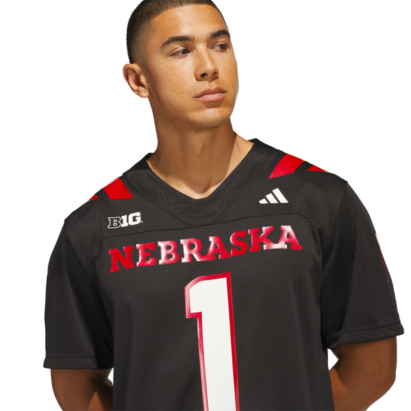 #1 Nebraska Huskers adidas Our Red Burns Brighter Premier Strategy Jersey - Black