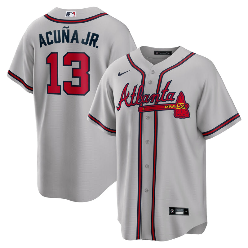 Atlanta Braves Ronald Acuna Jr. Nike Gray Road Replica Player Name Jersey