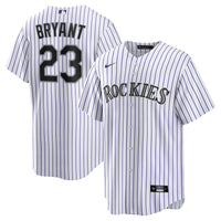 Colorado Rockies Kris Bryant Nike White/Purple Replica Player Jersey