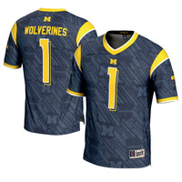 Michigan Wolverines #1 GameDay Greats Navy Highlight Print Football Fashion Jersey