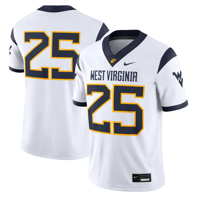#25 West Virginia Mountaineers Nike Limited Away Game Jersey - White