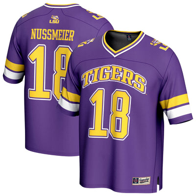 Garrett Nussmeier LSU Tigers GameDay Greats NIL Lightweight Football Player Jersey - Purple
