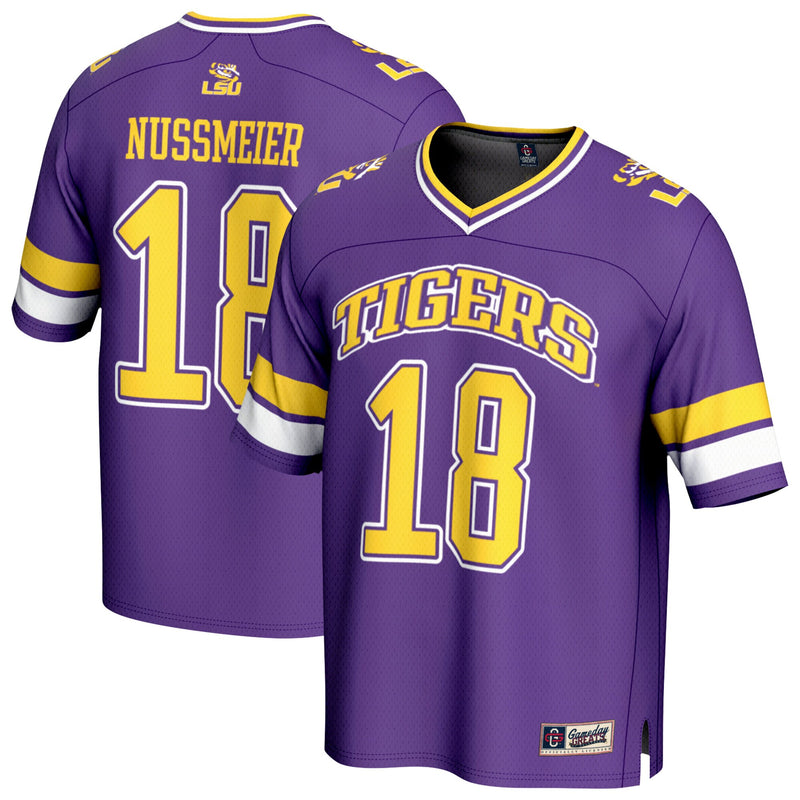 Garrett Nussmeier LSU Tigers GameDay Greats NIL Lightweight Football Player Jersey - Purple
