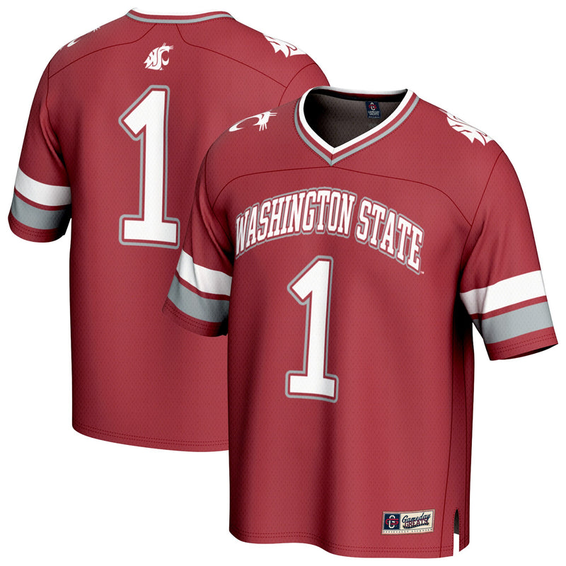 #1 Washington State Cougars GameDay Greats Lightweight Collegiate Football Fashion Jersey - Crimson
