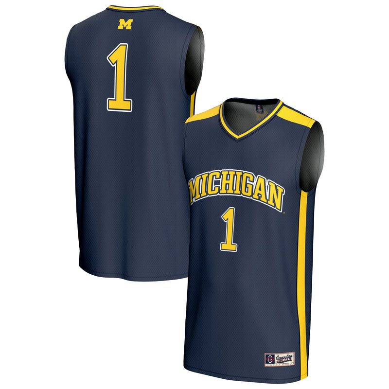 #1 Michigan Wolverines GameDay Greats Lightweight Collegiate Basketball Fashion Jersey - Navy