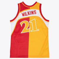 Atlanta Hawks Mitchell & Ness Dominique Wilkins 1986 Split Swingman Jersey - Red/Yellow