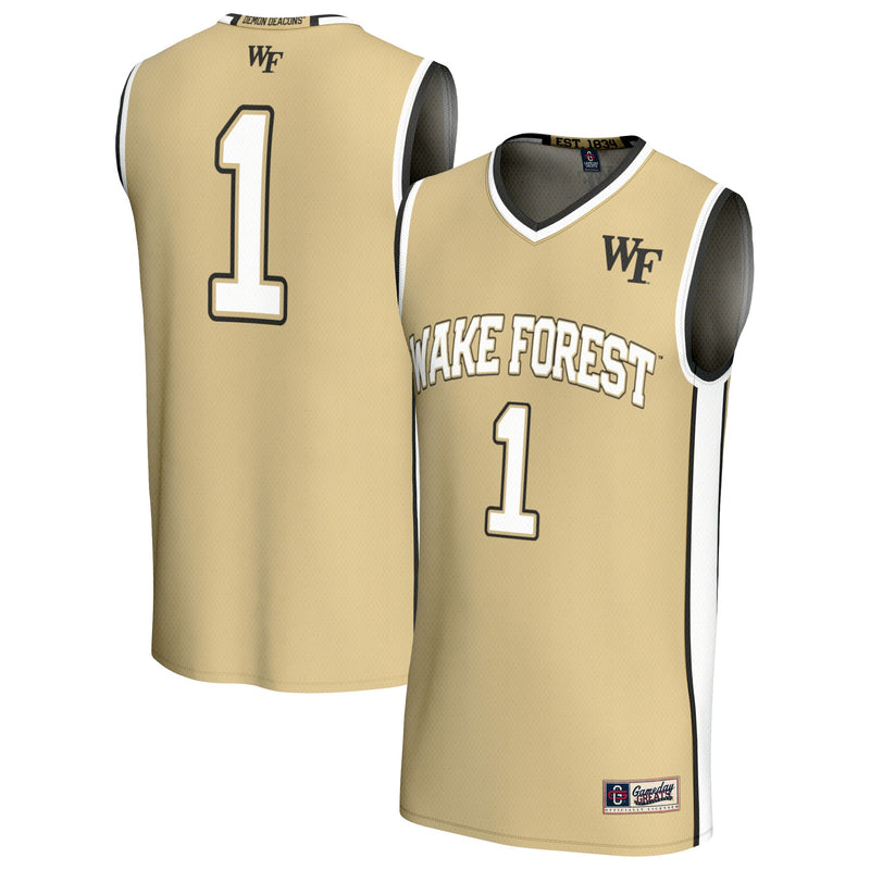 #1 Wake Forest Demon Deacons GameDay Greats Lightweight Basketball Fashion Jersey - Gold