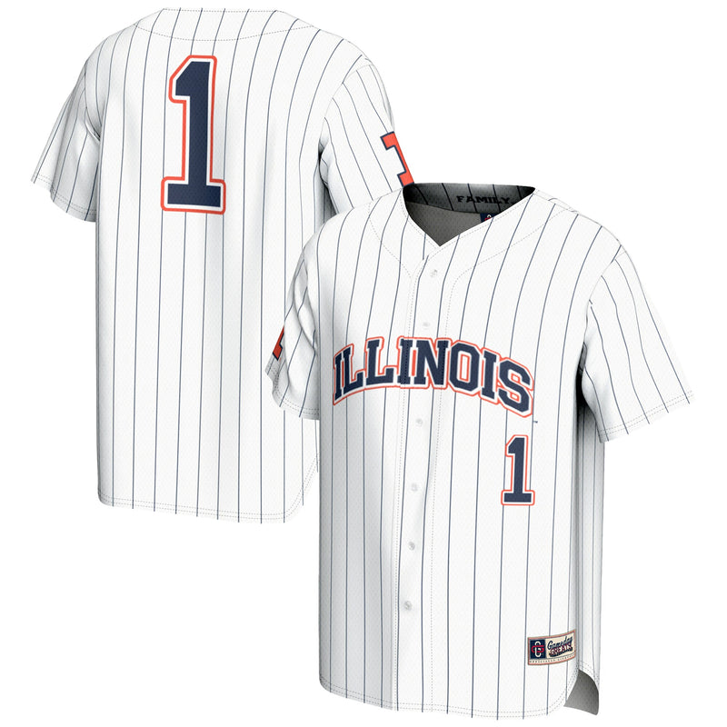 GameDay Greats #1 White Illinois Fighting Illini Lightweight Baseball Jersey